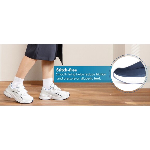 Women's ORTOREX by Ortho+rest Diabetic Walking Shoes, White/Burgandy, Size 9 - Picture 11 of 12